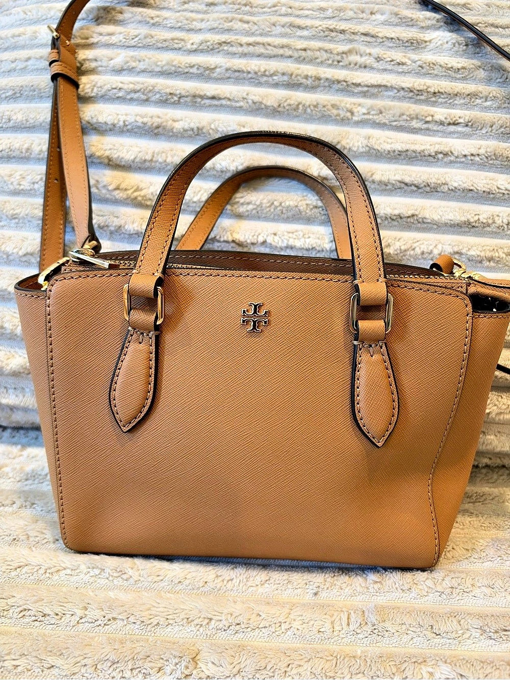 Tory Burch Robinson Mini Double-Zip Tote Brown Satchel
